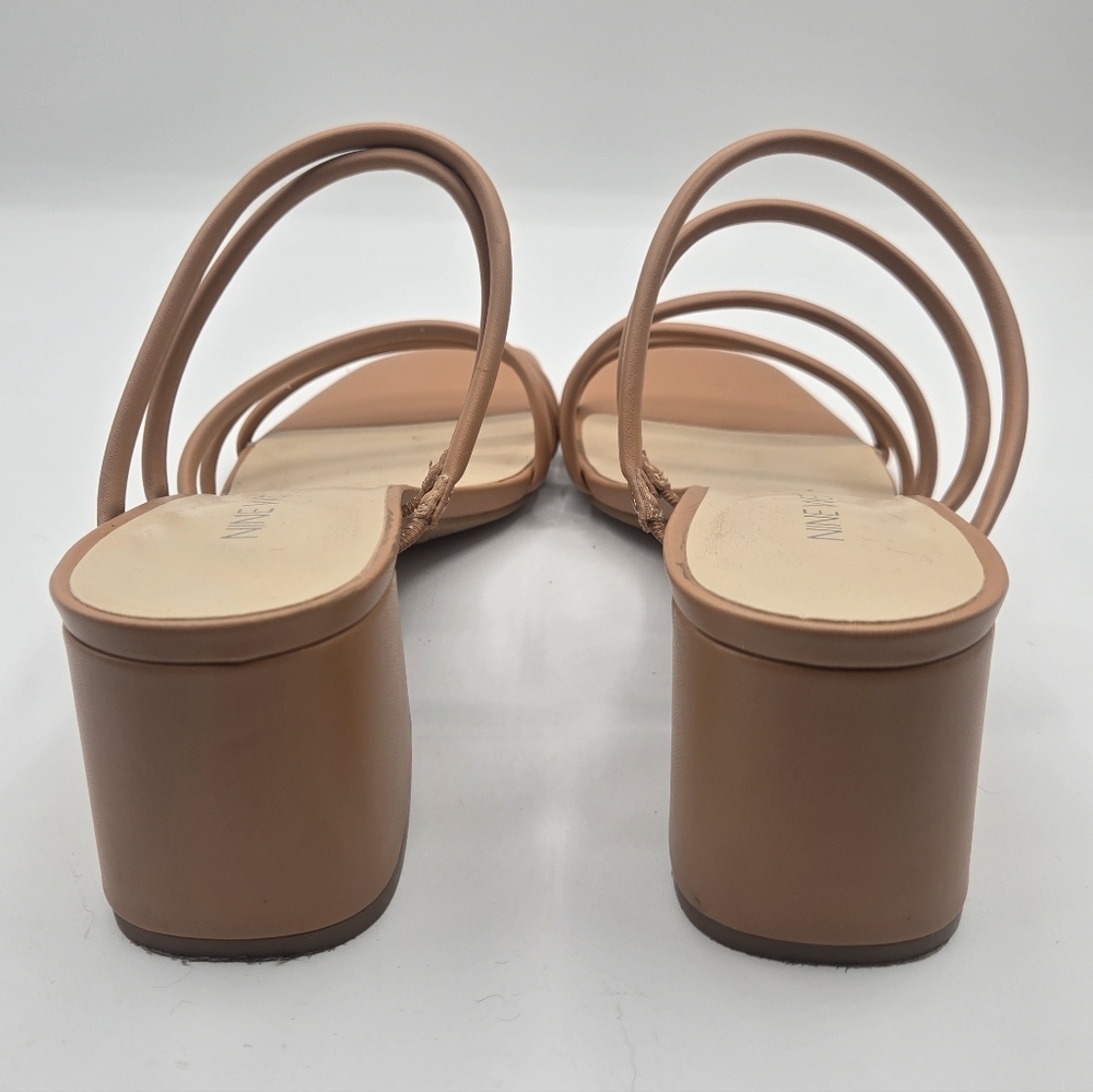 NINE WEST Strappy Block Heel Nude Sandle Sz 9.5 - Picture 3 of 6
